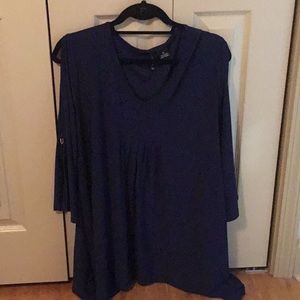 Navy open shoulder blouse